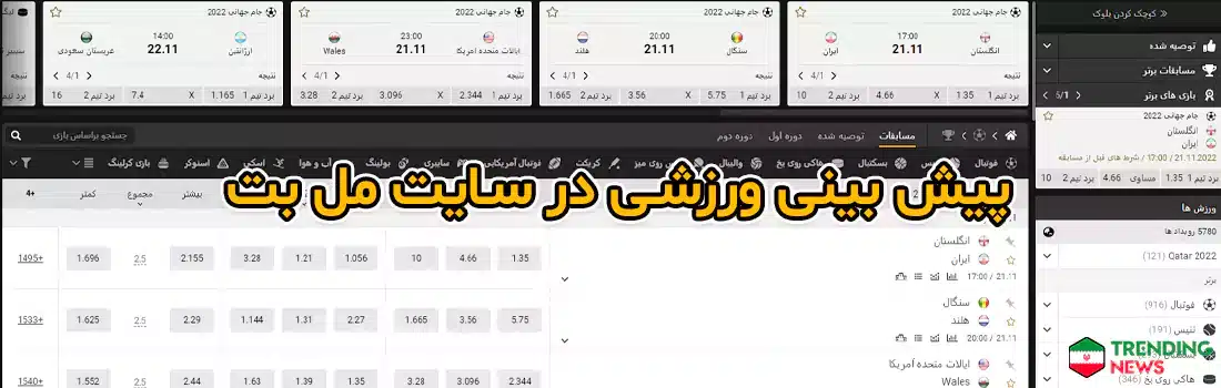 پیش‌بینی ورزشی  و فوتبال در سایت مل بت